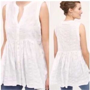 Anthropologie 11:1 Tylho White Sleeveless Textured Peplum Top Medium
